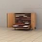 Papierschrank,  90 cm hoch, 111x81 cm (B/T), 10 Zügen, 2 Türen, fahrbar, 